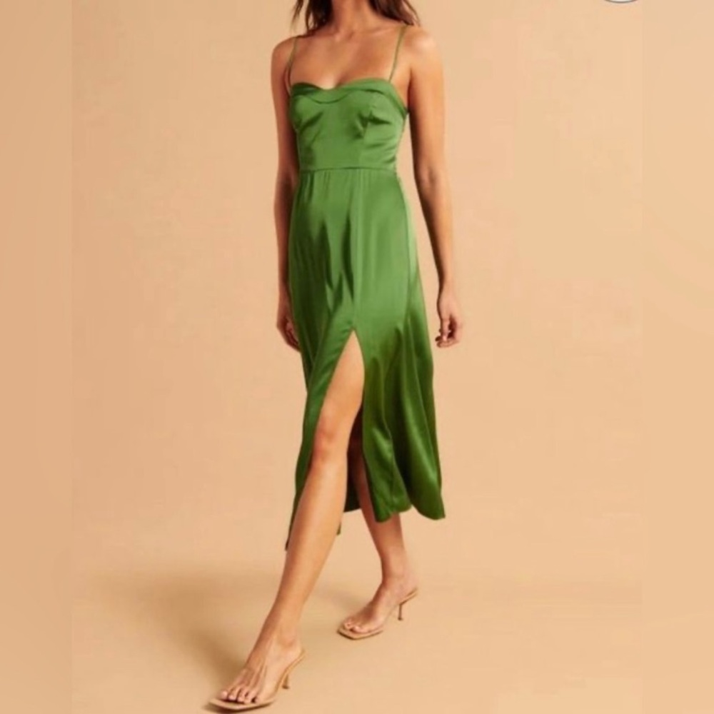 Abercrombie & Fitch Camille Midi Dress Spring Green size MT